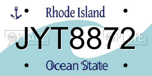 JYT8872 Rhode Island License Plate