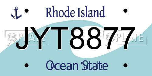 JYT8877 Rhode Island License Plate