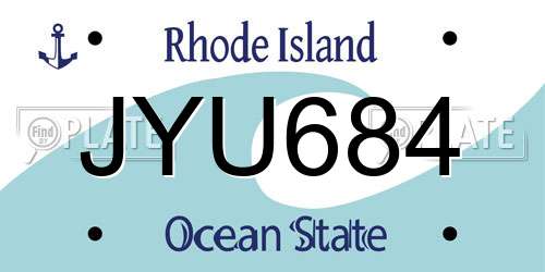 JYU684 Rhode Island License Plate