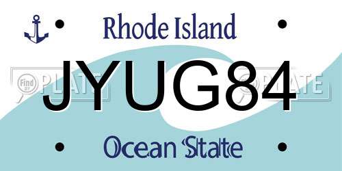 JYUG84 Rhode Island License Plate
