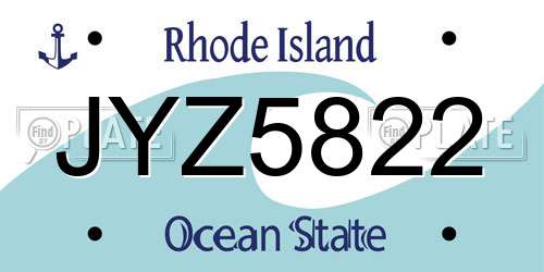 JYZ5822 Rhode Island License Plate
