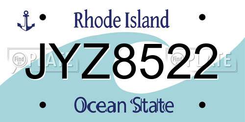 JYZ8522 Rhode Island License Plate