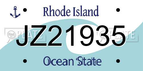 JZ21935 Rhode Island License Plate