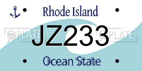 JZ233 Rhode Island License Plate