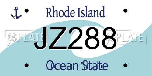 JZ288 Rhode Island License Plate