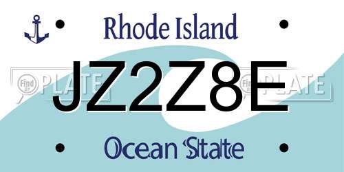 JZ2Z8E Rhode Island License Plate