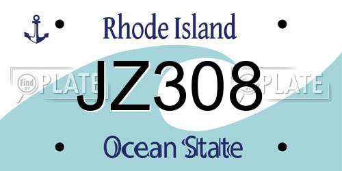 JZ308 Rhode Island License Plate