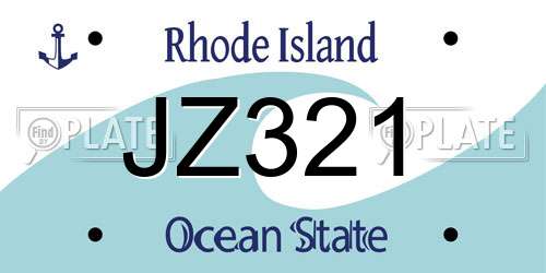 JZ321 Rhode Island License Plate