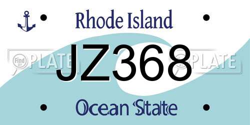 JZ368 Rhode Island License Plate