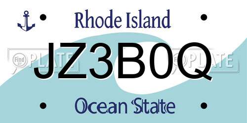 JZ3B0Q Rhode Island License Plate