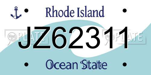 JZ62311 Rhode Island License Plate