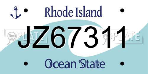 JZ67311 Rhode Island License Plate
