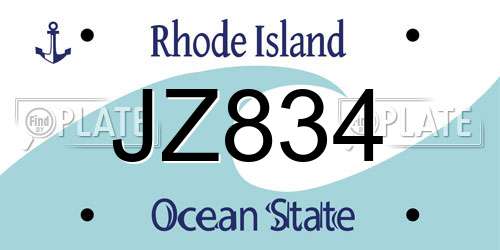 JZ834 Rhode Island License Plate