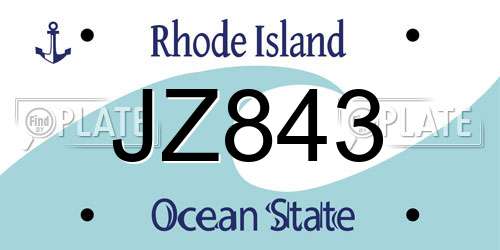 JZ843 Rhode Island License Plate