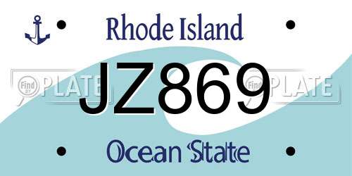 JZ869 Rhode Island License Plate