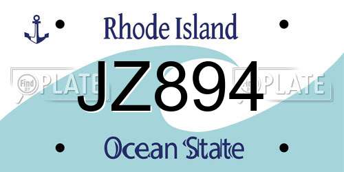 JZ894 Rhode Island License Plate