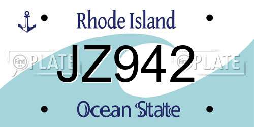 JZ942 Rhode Island License Plate