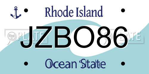 JZBO86 Rhode Island License Plate