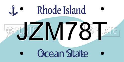 JZM78T Rhode Island License Plate