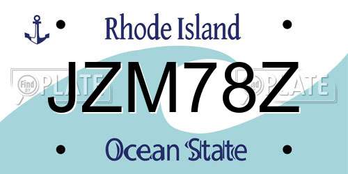 JZM78Z Rhode Island License Plate