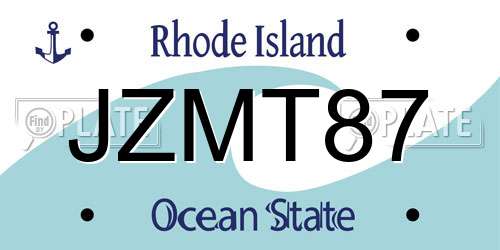 JZMT87 Rhode Island License Plate