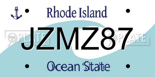 JZMZ87 Rhode Island License Plate