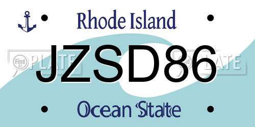 JZSD86 Rhode Island License Plate