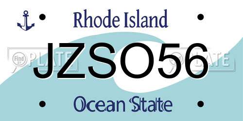 JZSO56 Rhode Island License Plate
