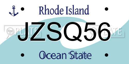 JZSQ56 Rhode Island License Plate
