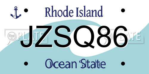 JZSQ86 Rhode Island License Plate