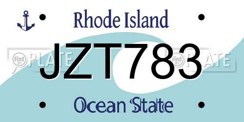 JZT783 Rhode Island License Plate