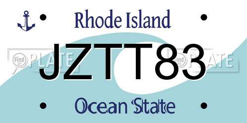 JZTT83 Rhode Island License Plate
