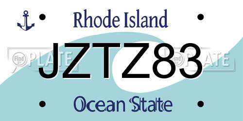JZTZ83 Rhode Island License Plate