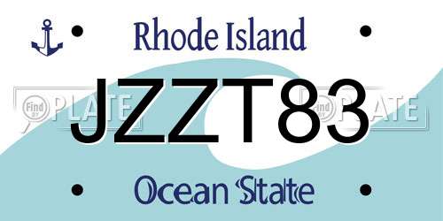 JZZT83 Rhode Island License Plate