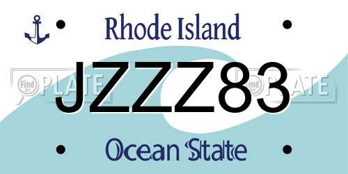 JZZZ83 Rhode Island License Plate