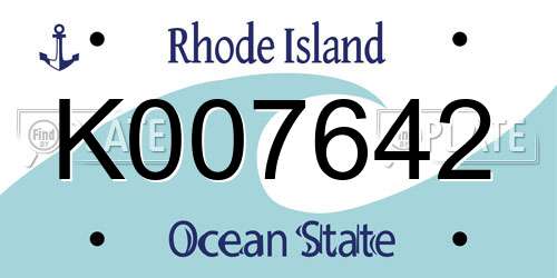 K007642 Rhode Island License Plate