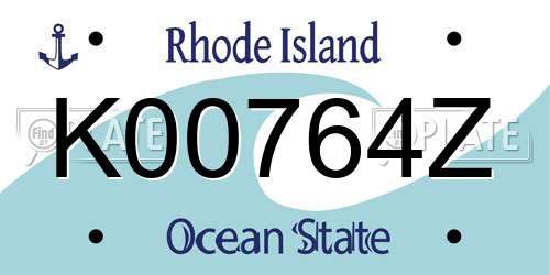 K00764Z Rhode Island License Plate