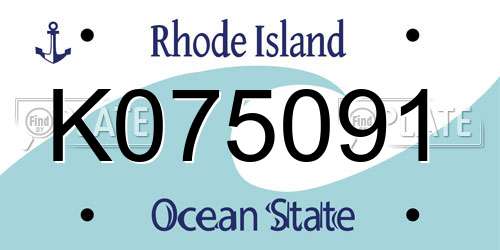 K075091 Rhode Island License Plate