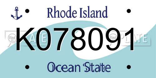 K078091 Rhode Island License Plate