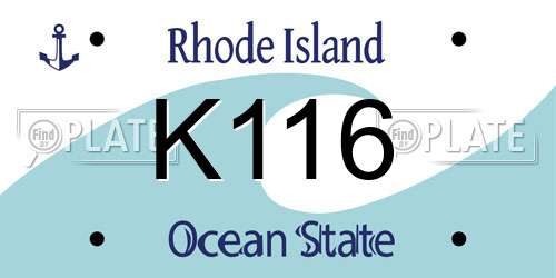 K116 Rhode Island License Plate
