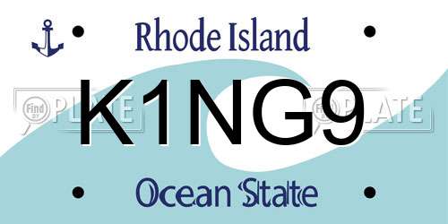 K1NG9 Rhode Island License Plate