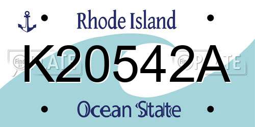 K20542A Rhode Island License Plate