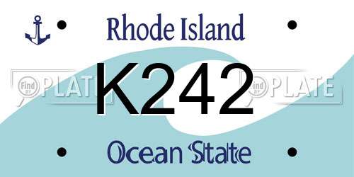 K242 Rhode Island License Plate