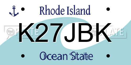K27JBK Rhode Island License Plate