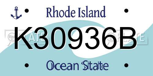 K30936B Rhode Island License Plate