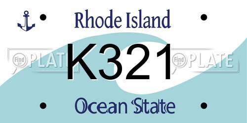 K321 Rhode Island License Plate