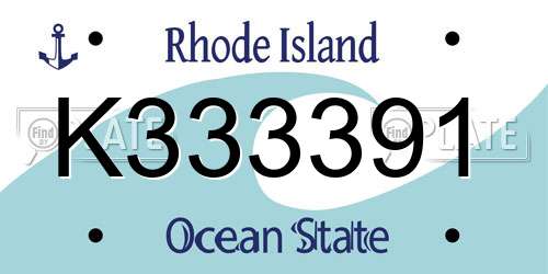 K333391 Rhode Island License Plate
