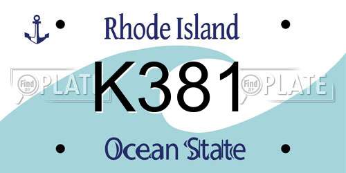 K381 Rhode Island License Plate