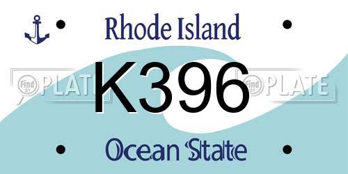 K396 Rhode Island License Plate
