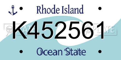 K452561 Rhode Island License Plate
